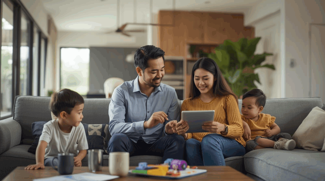 Keluarga Indonesia menjalani gaya hidup hemat cerdas di rumah minimalis