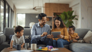 Keluarga Indonesia menjalani gaya hidup hemat cerdas di rumah minimalis