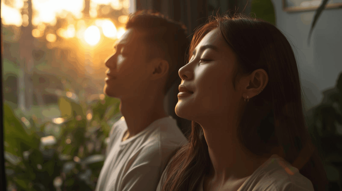 Rutinitas pagi tenang sebagai bagian dari gaya hidup positif.