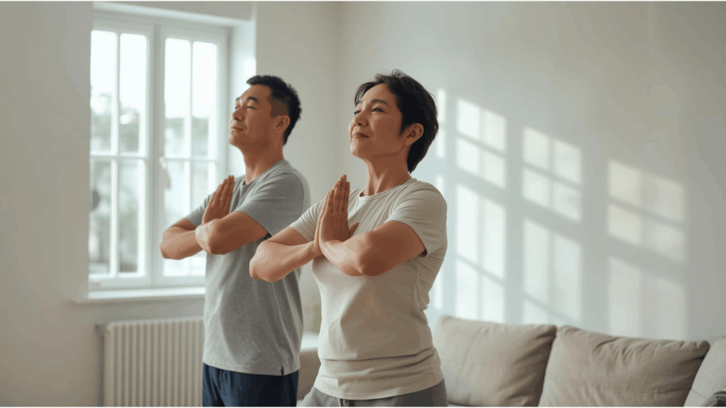 Latihan olahraga untuk postur tubuh di rumah dengan gerakan wall angel dan chin tuck