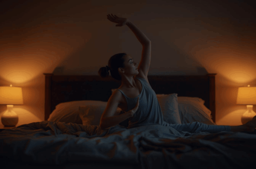 Wanita melakukan peregangan sebelum tidur